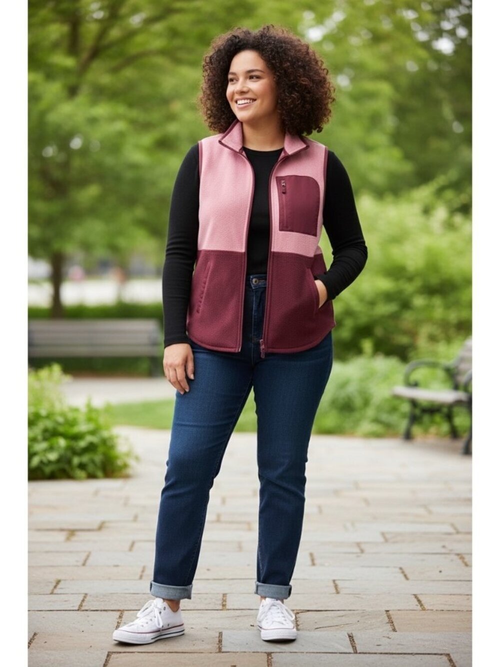 Blue Mountain Women's Polar Fleece Burgundy Pink Vest